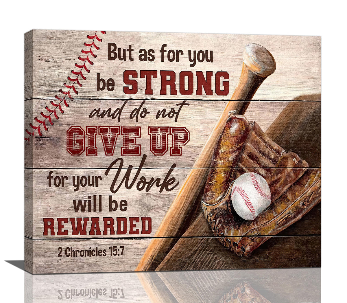 Christian Baseball Wall Art Boys Room Decor Scripture Sports Canvas Prints Painting Inspirational Motivational Quotes Pictures Framed Men Baseball Gifts Artwork for Classroom Gym Playroom 24"x20" (24"L x 20"W / Chronicles Baseball)