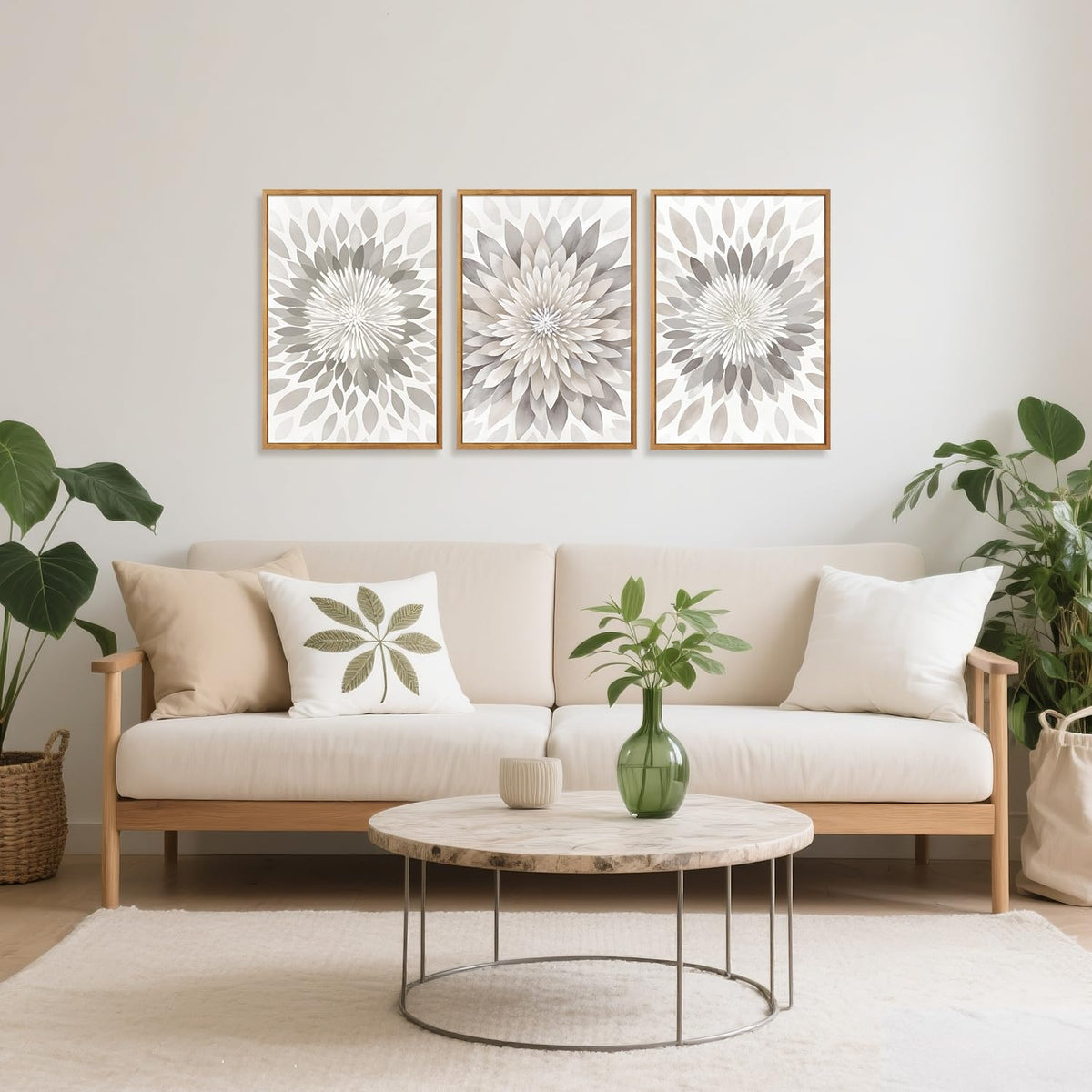 Modern Floral Burst Framed Canvas Wall Art Set (Floral / 16"L x 24"W)