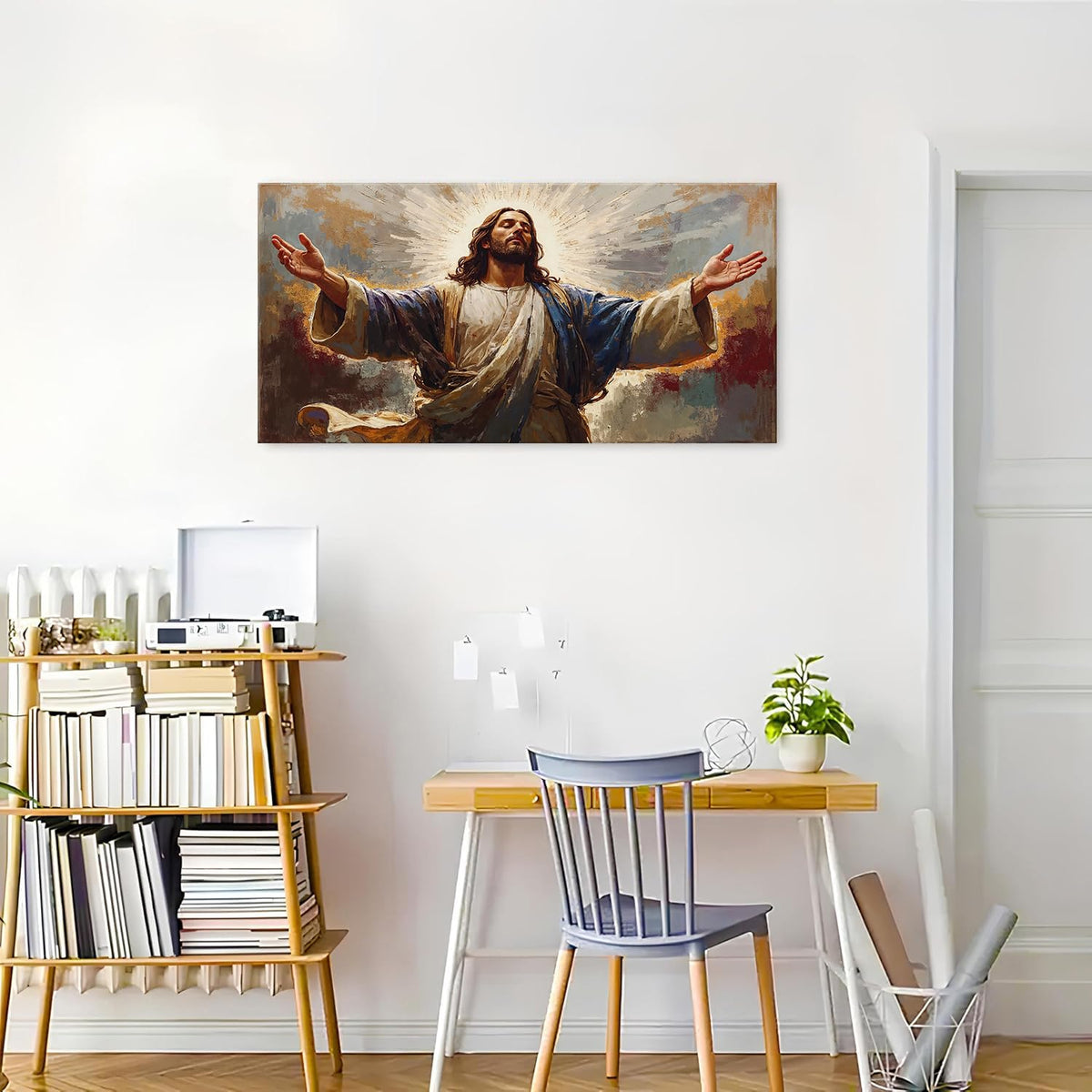 Jesus Canvas Wall Art Abstract Christian Picture for Living Room Religious Poster Canvas Prints Prayer Room Decor Holy Jesus Painting Vintage Spiritual Artwork Church Home Bedroom Decorations 20x40” (40"L x 20"W / Holy God)