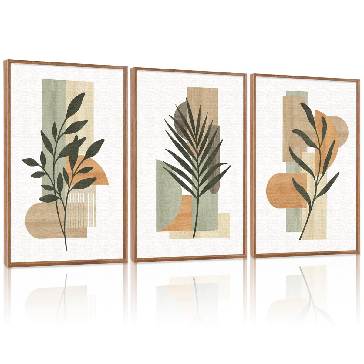 Boho Botanical Geometric Framed Wall Art (Botanical B / 16"L x 24"W)