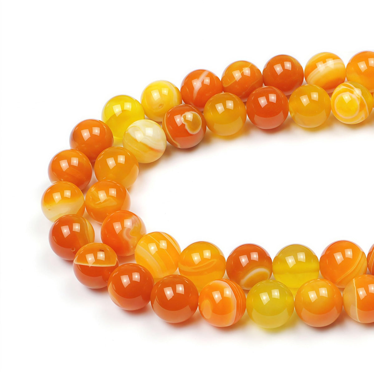 Natural Stone Beads Orange Stripe Agate Round Loose Beads for Jewelry Making DIY Bracelet Necklace (Orange Stripe Agate / 6mm)