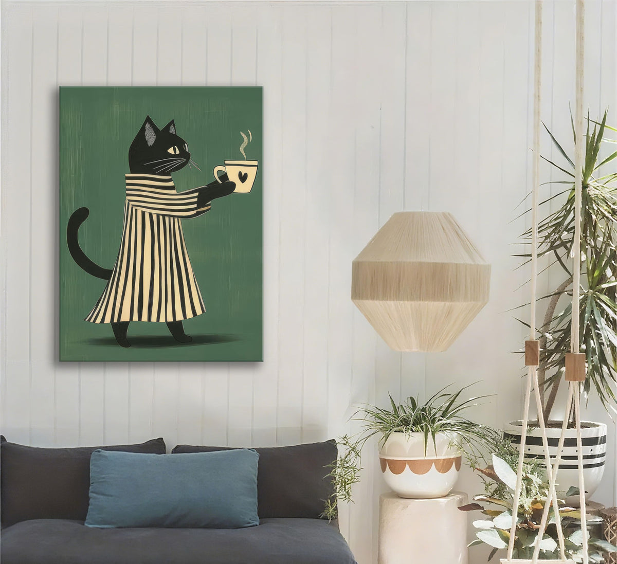 Black Cat Coffee Canvas Wall Art (Coffee Cat / 24"L x 16"W)