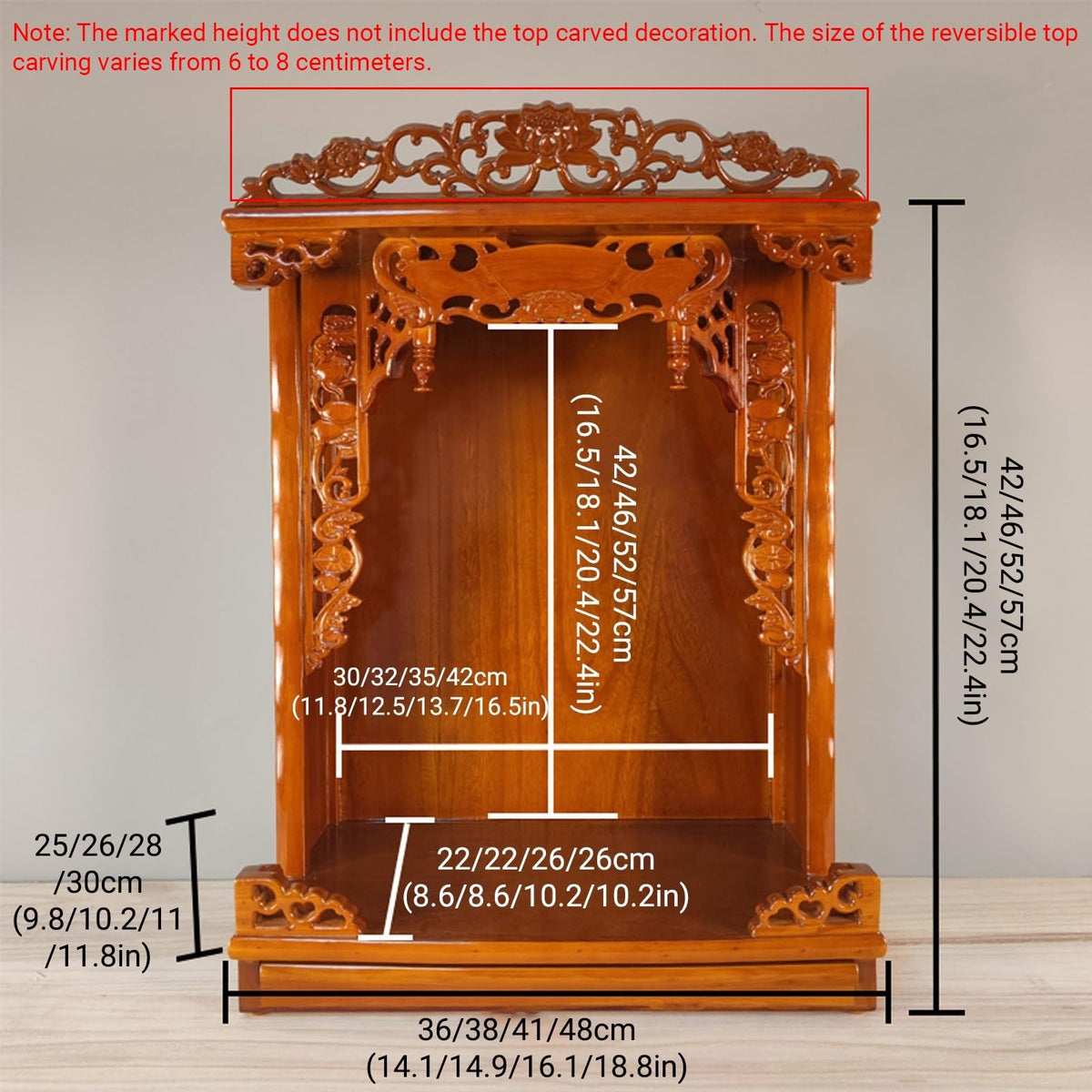Wall mounted desktop wood buddhist altar (Rosewood / 42cm/16.5in)