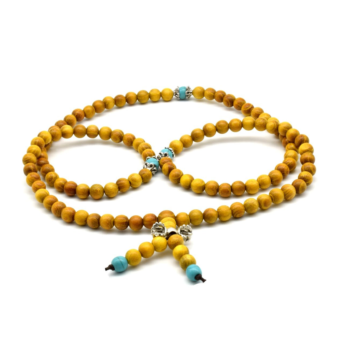 Natural Golden Sandalwood Mexican Bocote Mala Prayer Bracelet Link Wrist Necklace Beads (6mm 108 beads special)