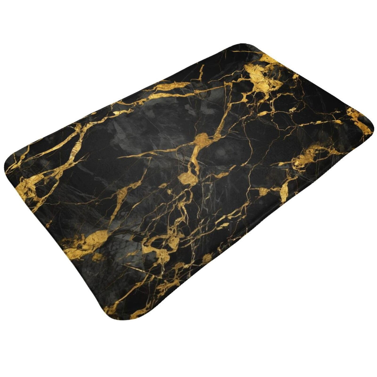 Black Gold Marble Surface Bath Mat Non (1'8" x 2'8" (Rectangular) / Black Gold Marble Texture)