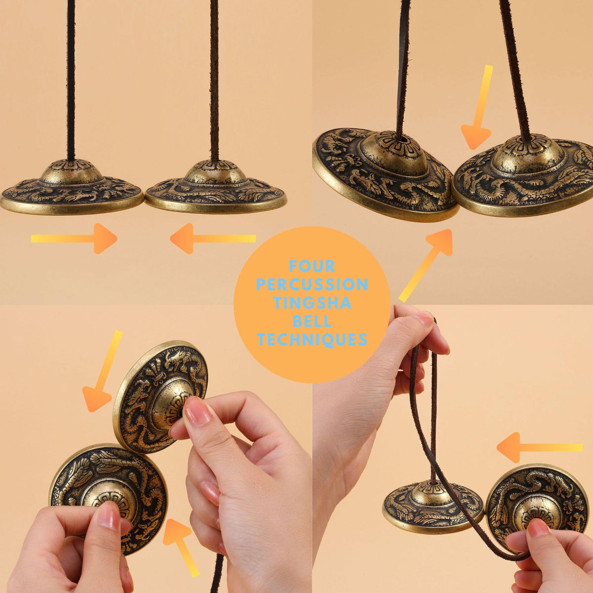 Tibetan Tingsha Cymbals Meditation Chime Bells (2 Dragons)