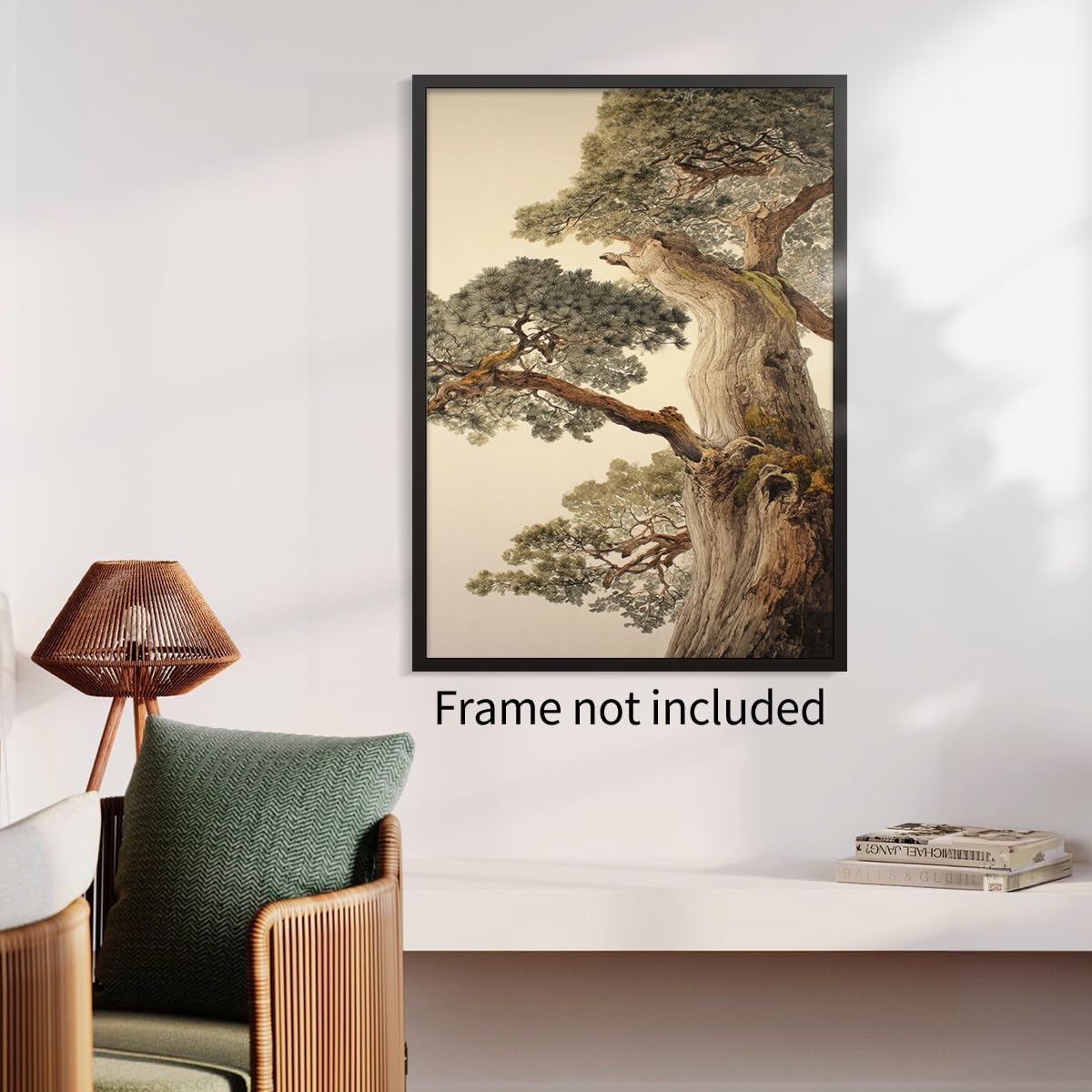 Vintage Japanese Pine Tree Wall Art Oriental Asian Tree Canvas Posters Japan Scenery Room Aesthetic Prints Calm Earthy Forest Botanical Painting for Home Bedroom Living Room Office 11x14in Unframed (Unframed / Japanese Poster / 14"L x 11"W)