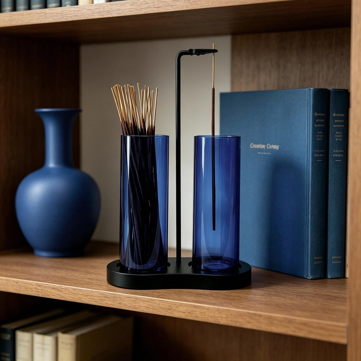 Blue Glass Incense Holder (Blue)