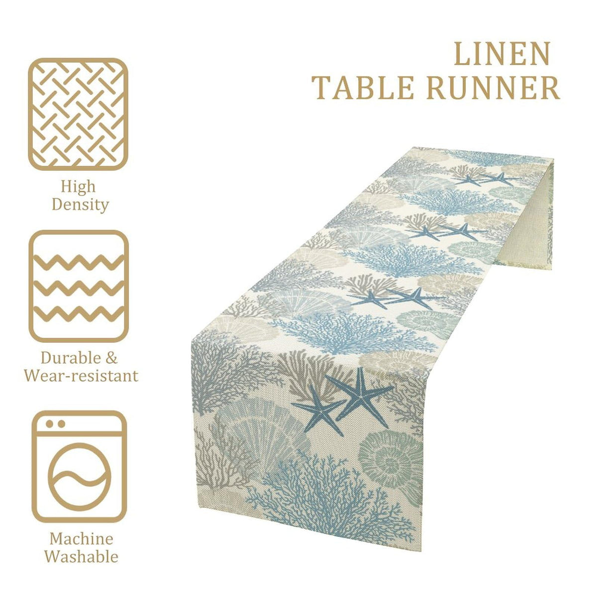 Coastal Beach Tablecloth (13x90inch / Ocean 12)