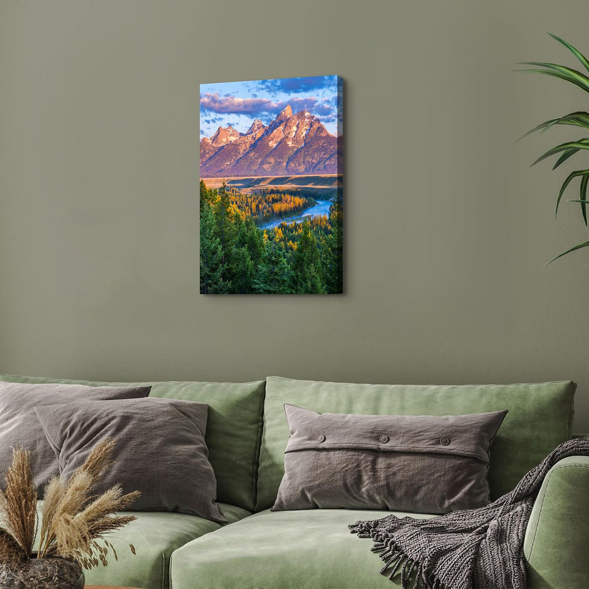 Grand Teton Wall Art National Park Posters Sunset Mountain Landscape Canvas Prints Nature Snake River Photo Pictures Oxbow Bend Forest Scenery Painting Artwork for Office Bedroom Decorations 16x24" (24"L x 16"W / Grand Teton)