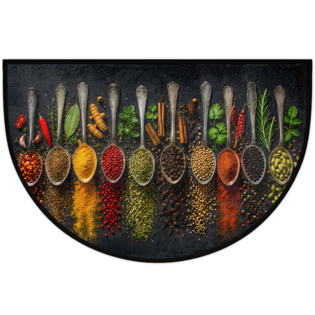 Spice Pattern Half Round Door Mat Welcome Entrance Rug Outdoor Indoor (A-15 Spice Pattern)