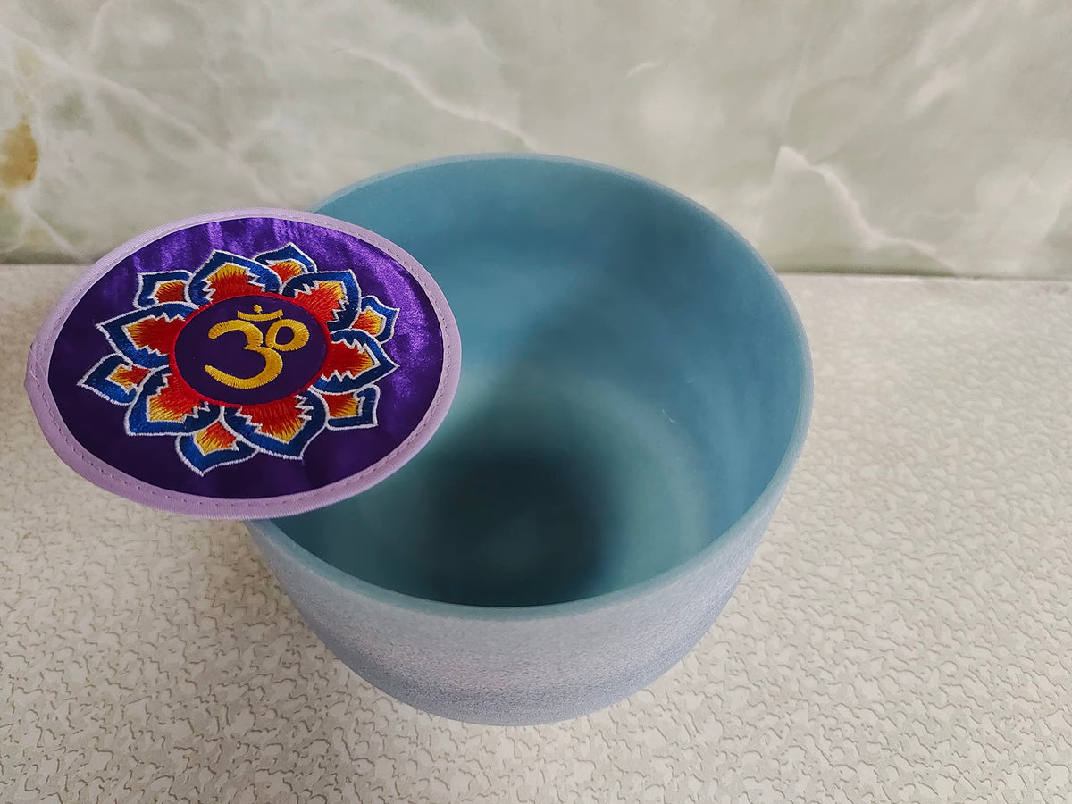 Sapphire Gemstone Fusion Crystal Singing Bowl G Throat Chakra 10 inch with Free Suede Striker and O ring (10 inch / Sapphire)