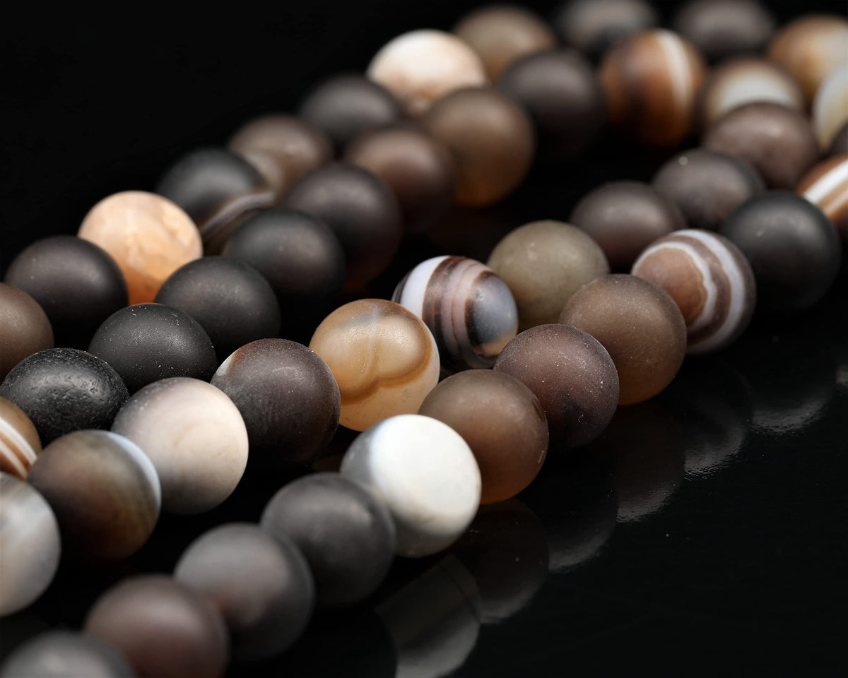 Natural Matte Brown Agate Beaded Choker Necklace (Matte Brown Agate / 30 Inches)