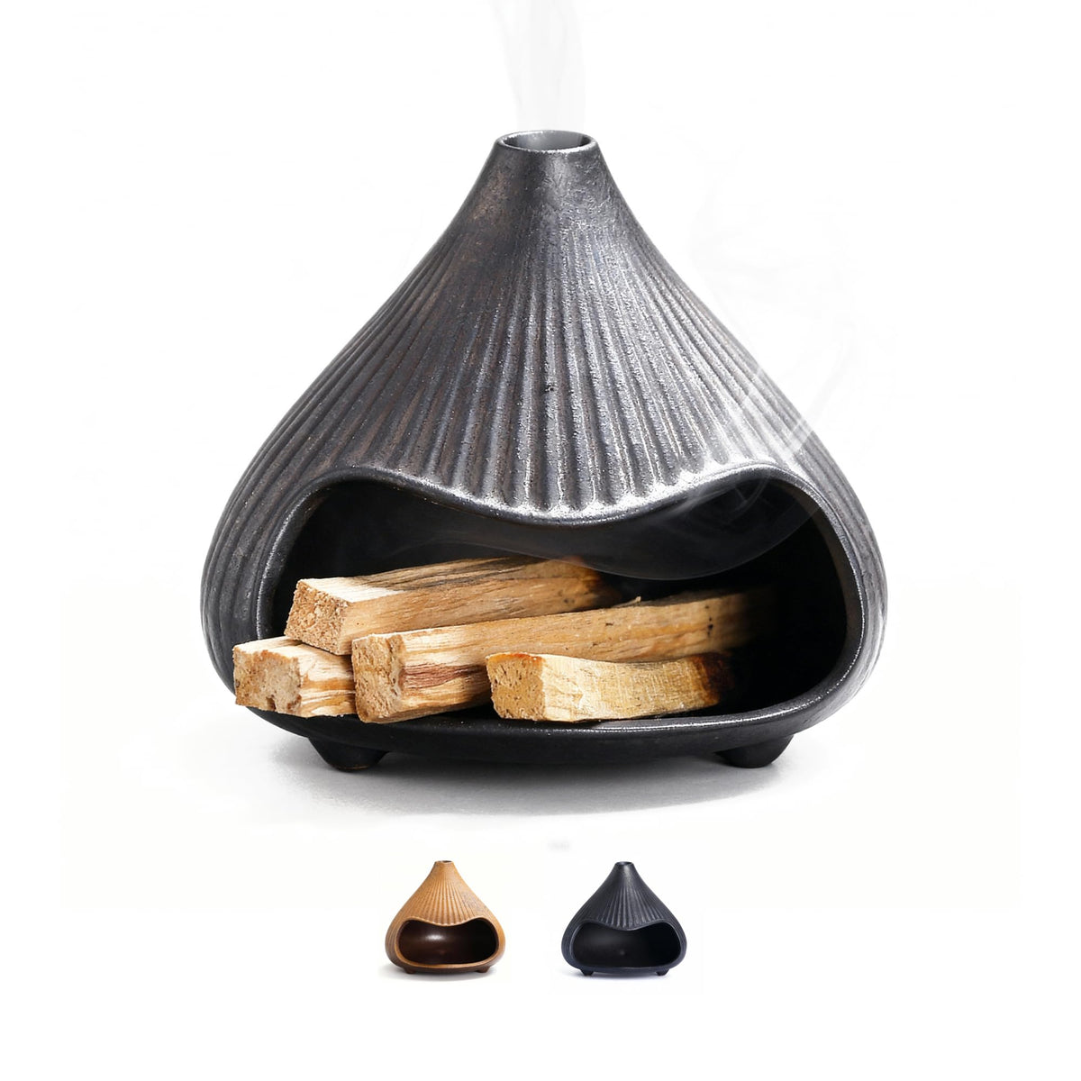 Retro Ceramic Palo Santo Holder (Matte Black)