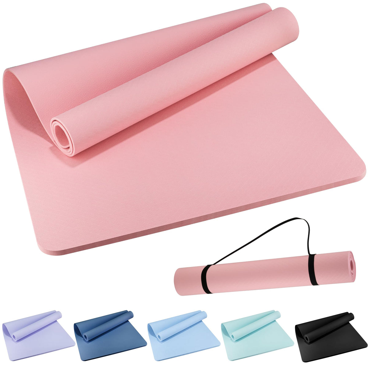 Extra Wide Yoga Mat 72" x 32" (Cornelian Cherry Pink)