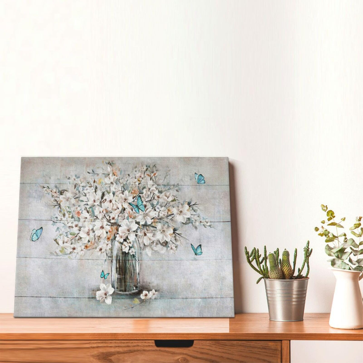 Rustic Flower Wall Art Farmhouse Bathroom Decor White Blossom Floral Canvas Painting Prints Bathroom Pictures for Wall Modern Artwork Home Decoration for Bathroom Bedroom Office 16"x12" (White Flower / 16"L x 12"W)