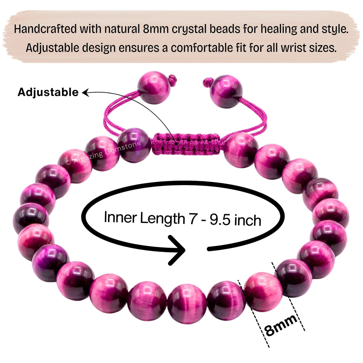 Pink Tiger Eye Bracelet (Pink Tiger Eye)