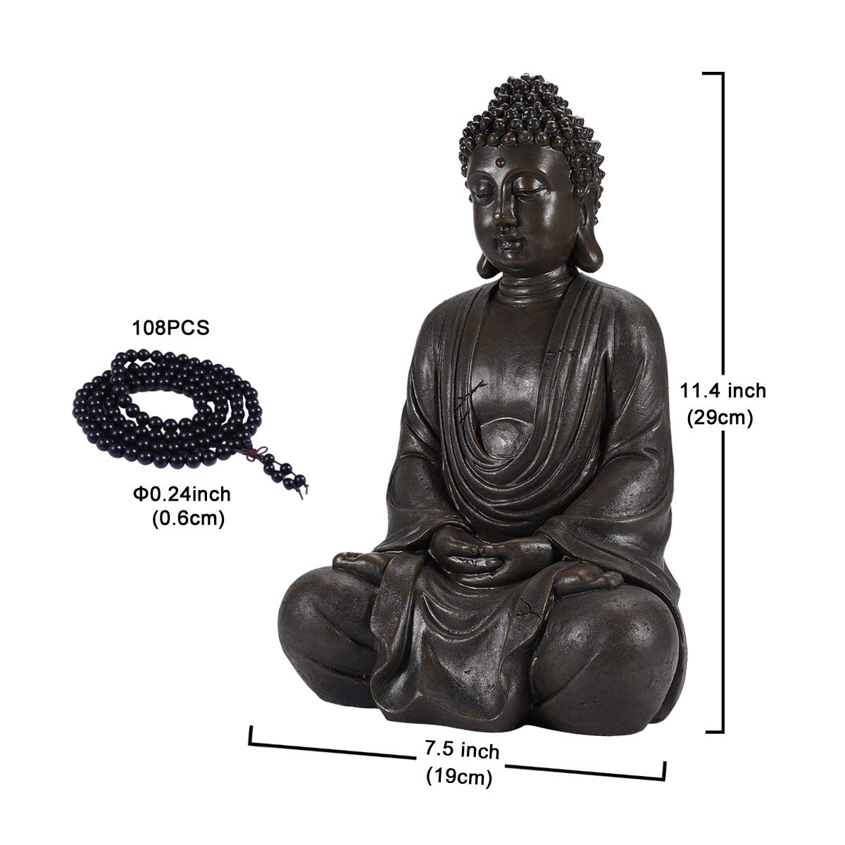 11.4" Meditating Buddha Statue Home Decor (Antique Bronze - 11.4 Inch)