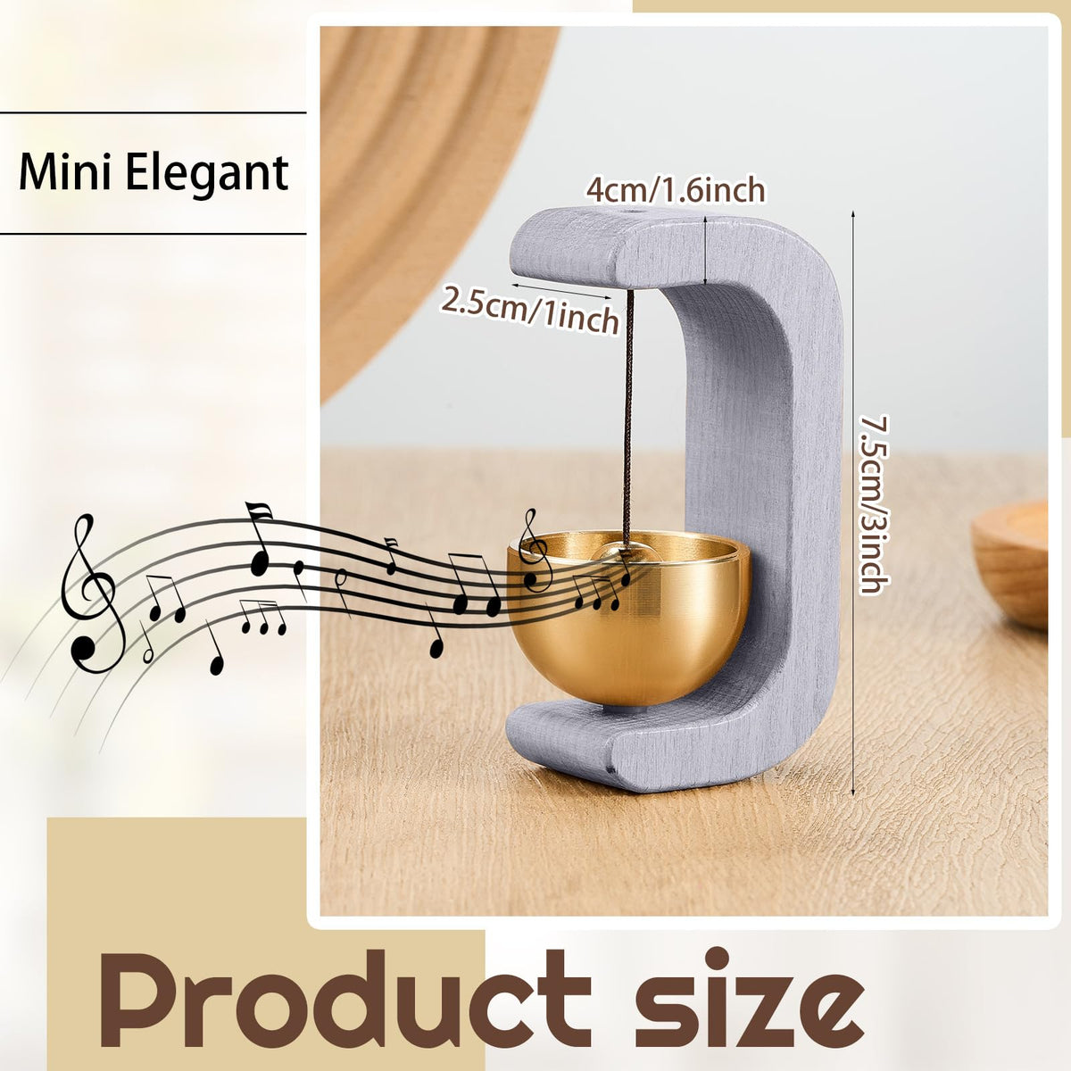 2 Pcs Magnetic Wooden Doorbell Chime (Gray)