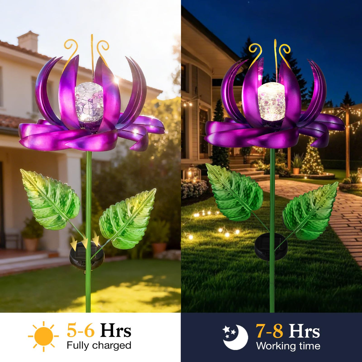 Garden Decor Solar Wind Spinners (Purple-large)