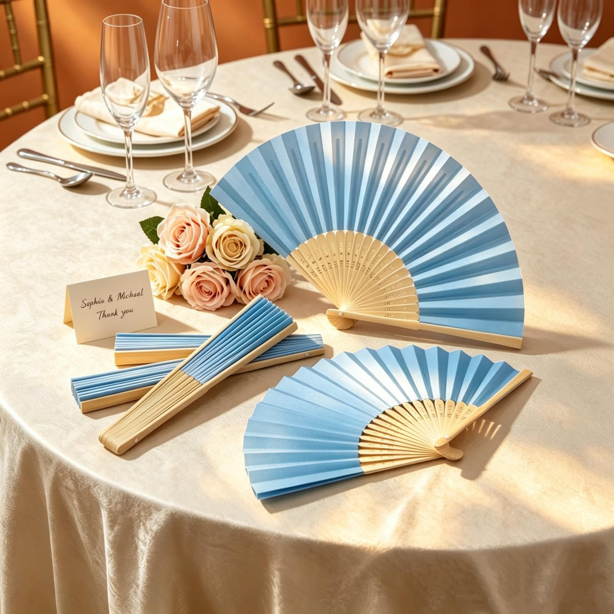 Paper Hand Fans (Blue-50)