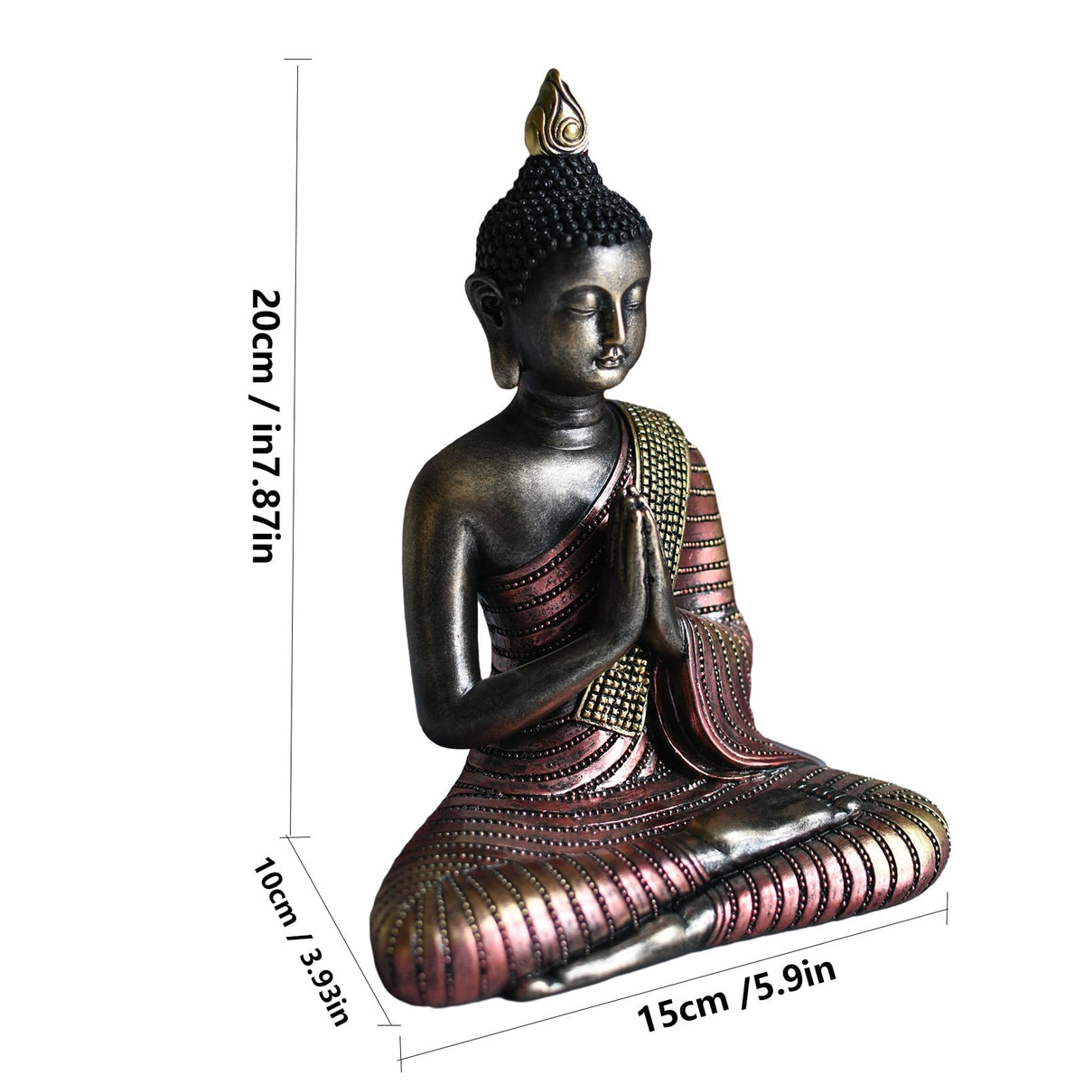Buddha Statue for Meditation Decor (Antique Black and Gold)