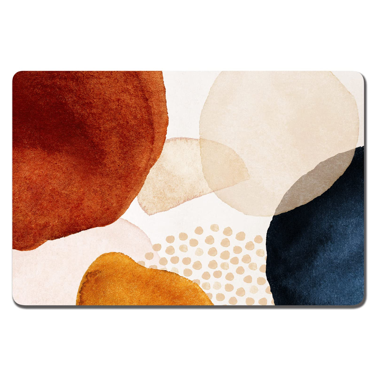 Dog Food Mat 12" x 19" Absorbent Dog Cat Bowl Mat for Food and Water (Abstract Stones Art / 12"L x 19"W)