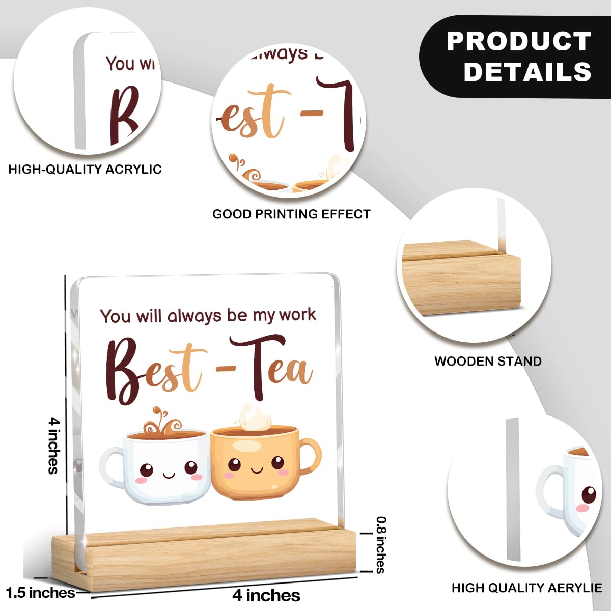 Work Bestie Gifts for Women (Best-Tea / Wooden base acrylic)