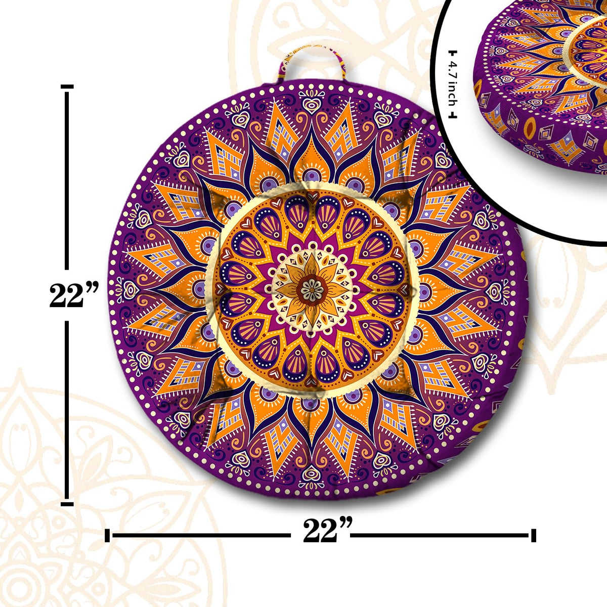 Mandala Meditation Cushion (10.mandala Meditation Cushion-2 / 22x22 inch round)