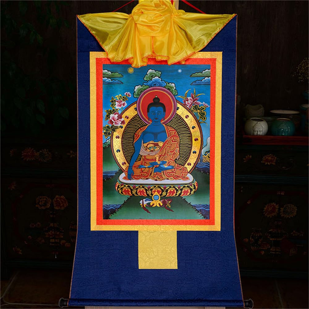 Akshobhya Thangka Tibetan Thangka Art (Akshobhya / 25.2"L x 18.5"W)