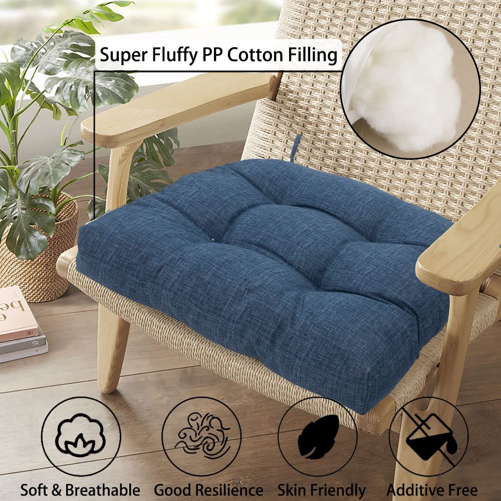Outdoor Tufted Seat Cushion 19"x19" (Denim Blue / 19" x 19" x 5" (2 Pack))