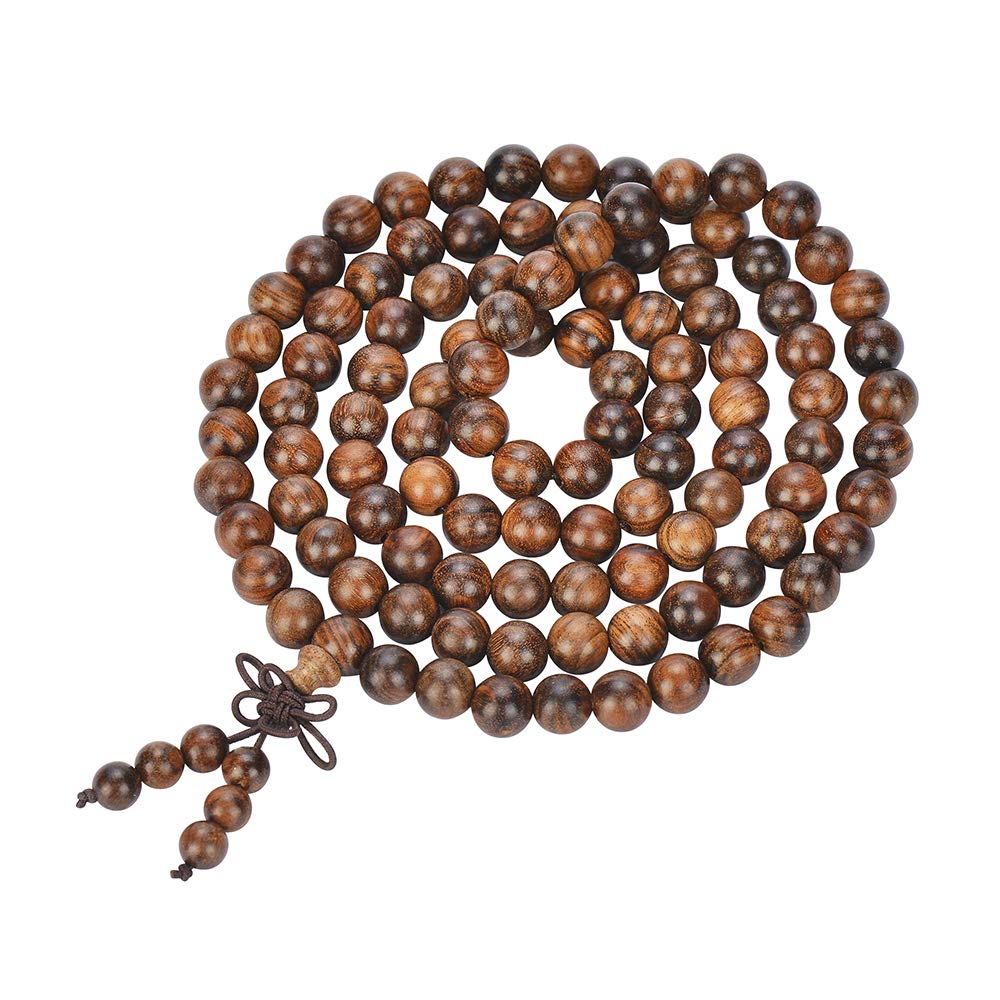 Mala Beads Bracelet 108 8mm Beaded Bracelet Sandalwood Elastic (8mm Black Rosewood)