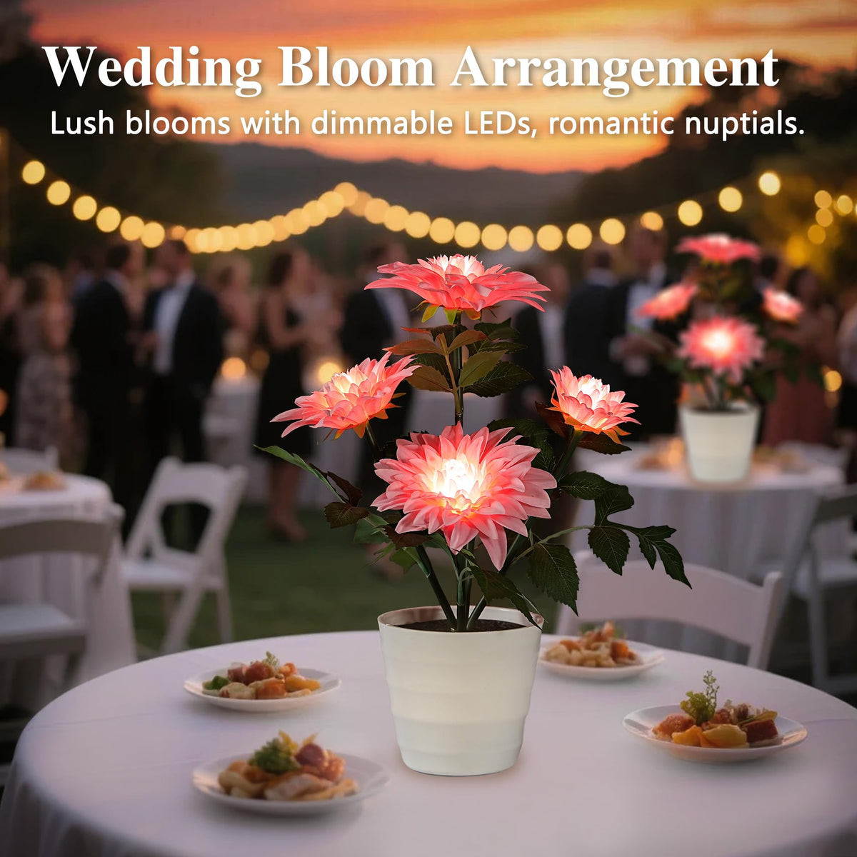 Artificial Pink Dahlia Flower Lamp Light for Bedroom Bar Coffee Shop Wedding Decor (Sunflower-dahlia-pink)