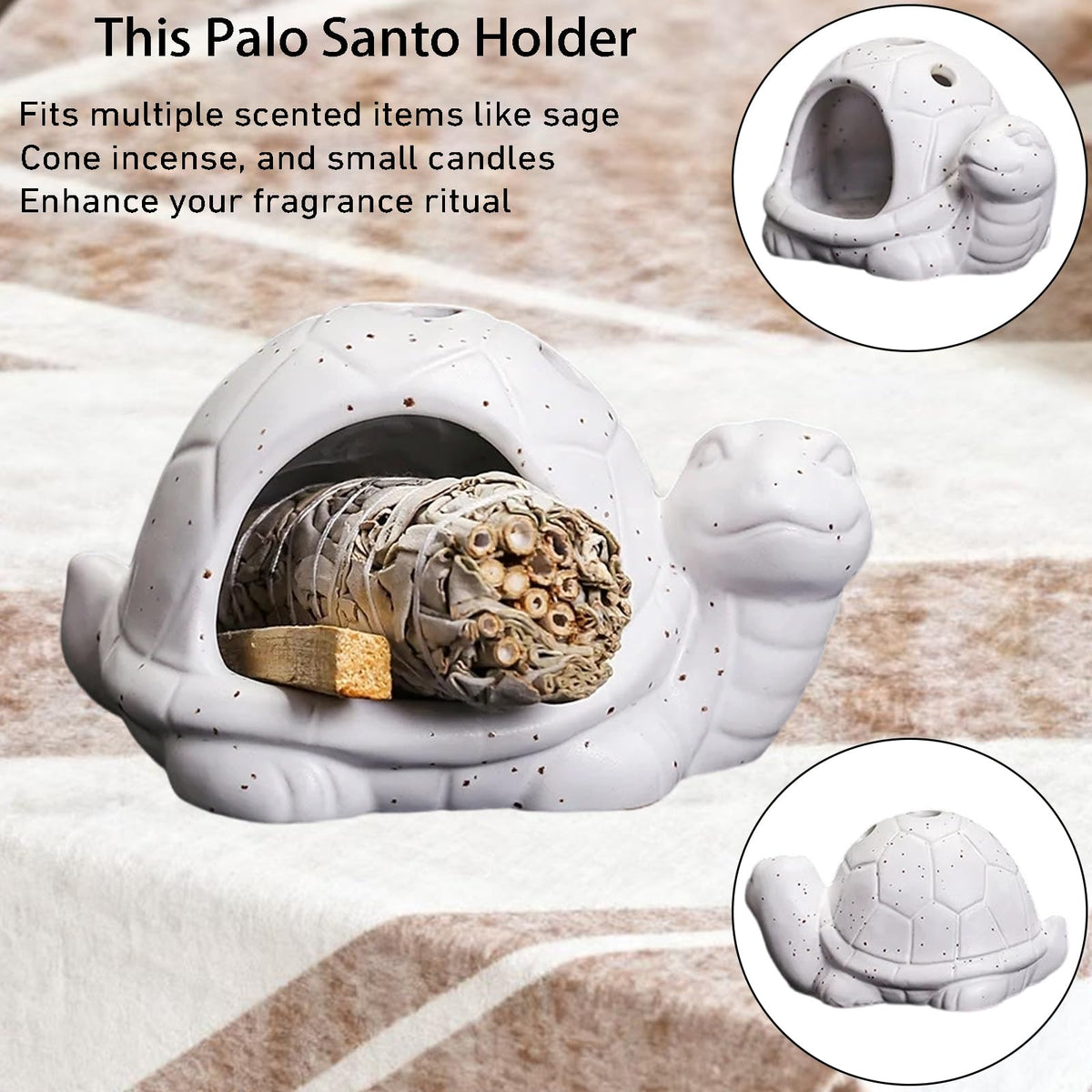 Ceramic Turtle Mini Chiminea (White)