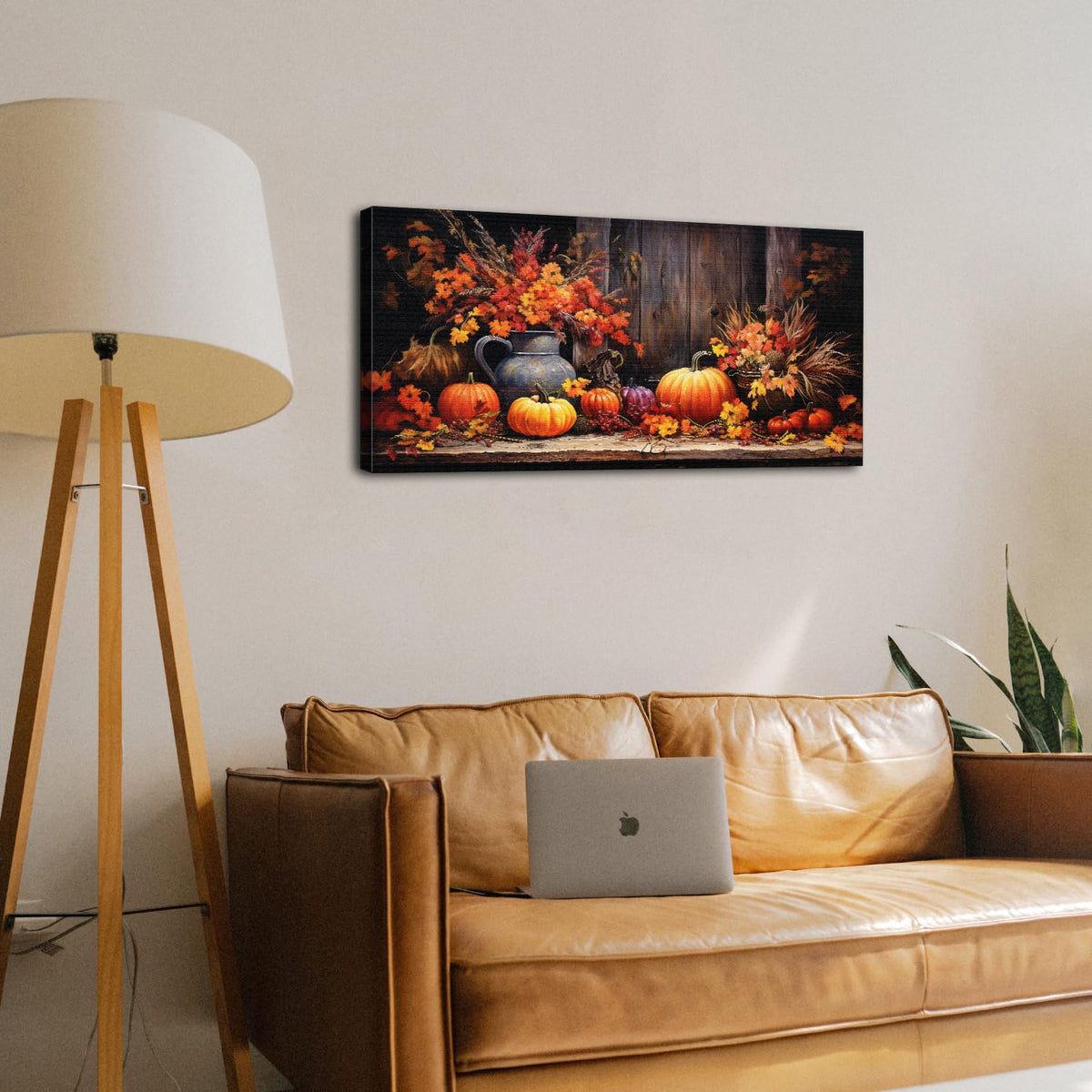 Orange Pumpkin Canvas Wall Art Kitchen Wall Decor Farmhouse Dining Room Pictures Halloween Painting Autumn Flowers Canvas Prints Rustic Fall Harvest Theme Posters Artwork Home Decorations 20x40" (40"L x 20"W / Pumpkin Flower)