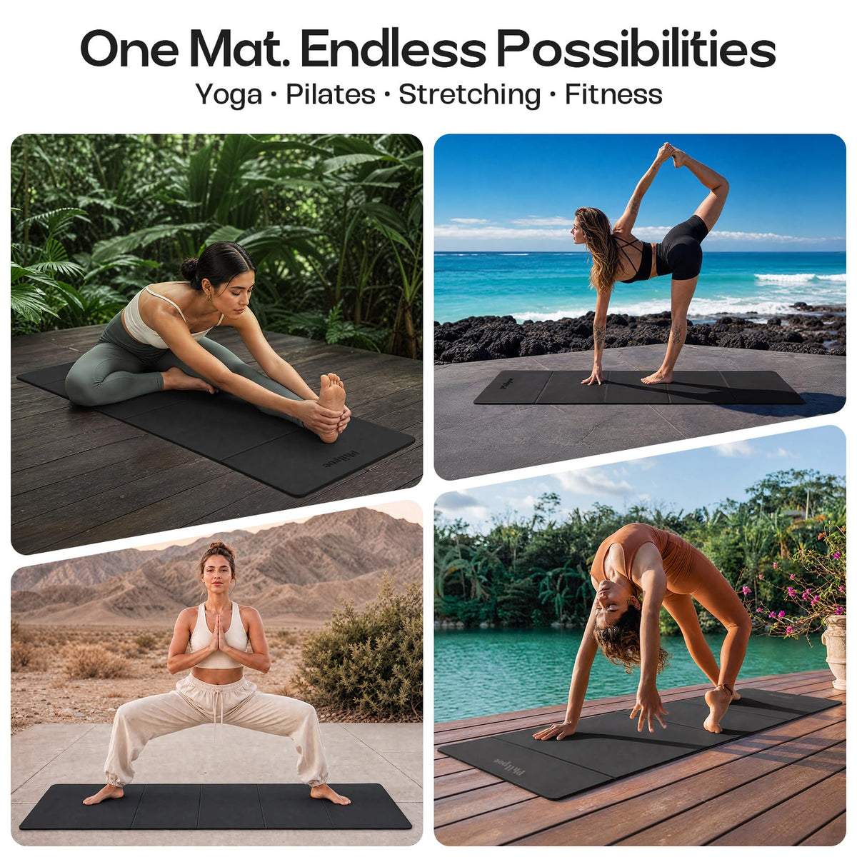 Foldable Yoga Mat 0.43in (Black)