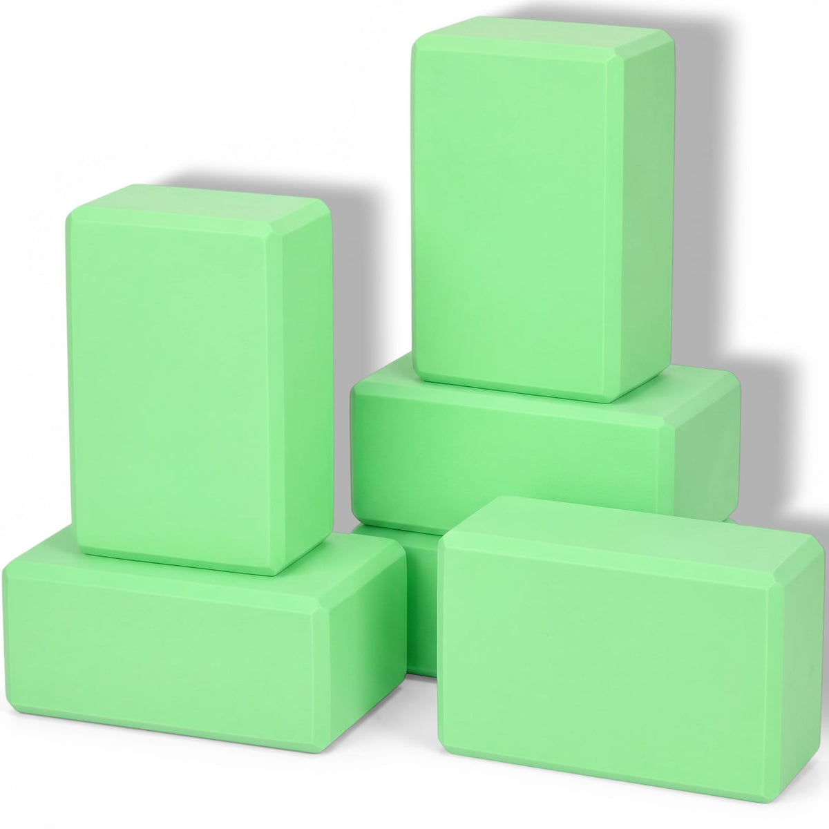 6 Pack Yoga Blocks 9 x 6 x 4 Inch EVA Foam Lightweight Non Slip Yoga Props for Pilates Stretching Meditation (Green)