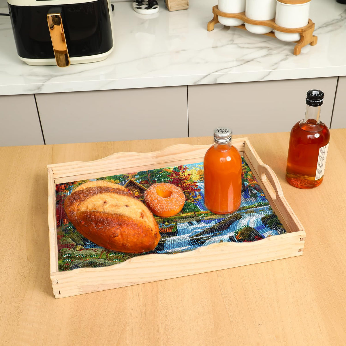 DIY Mandala Diamond Painting Serving Tray with Handle for Adults (Landscape Big)
