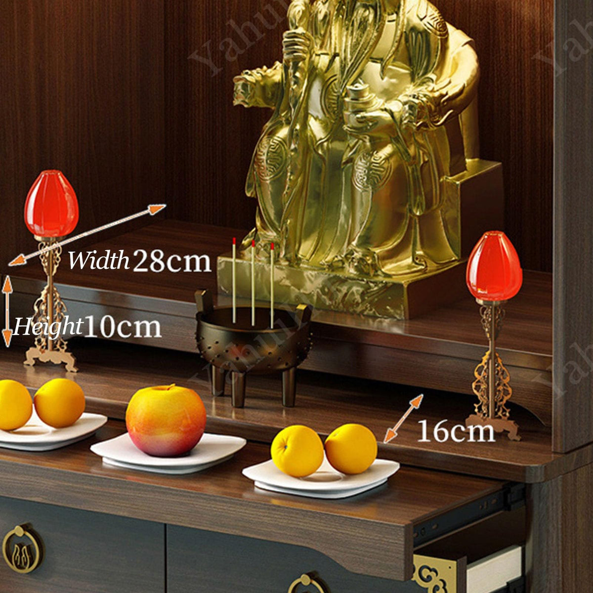 Multifunction Meditation Altar Table with Drawer and Shelf (Walnut(open) / 24"Lx18"Wx78"H)