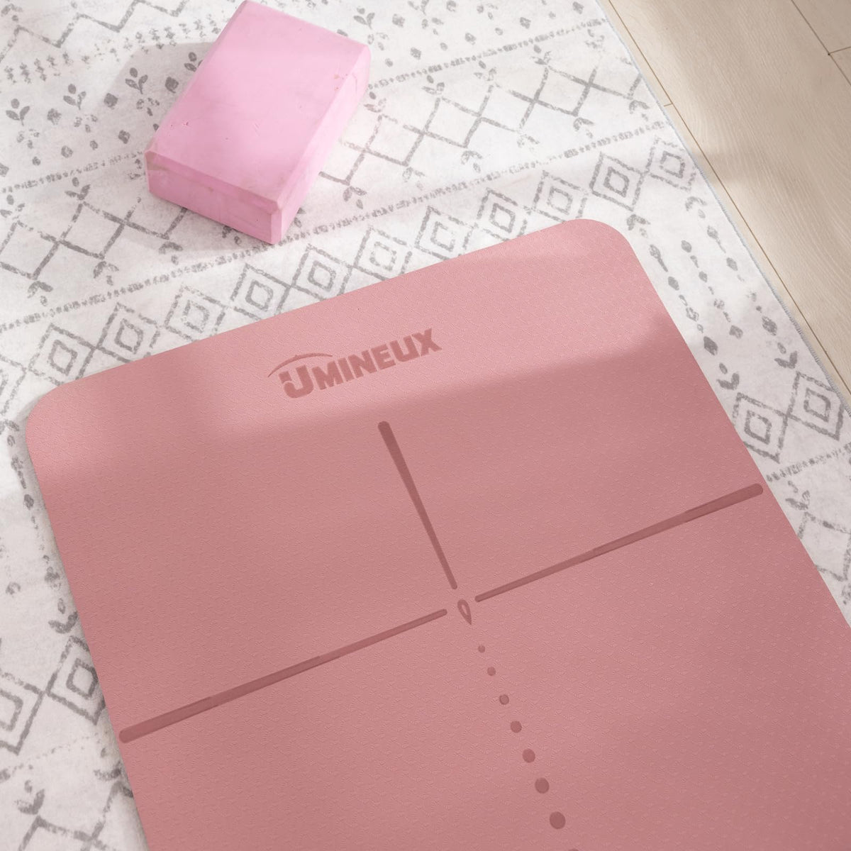 Yoga Mat for Women Men (72"x24"x2/5" / Parfait Pink & Gray)