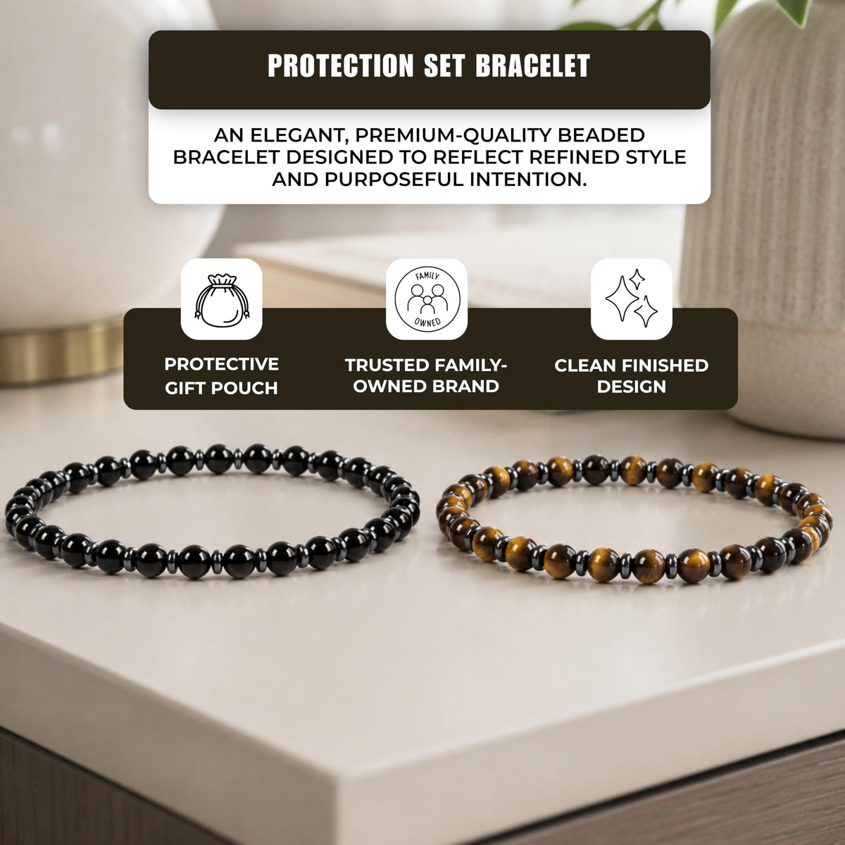 Protection Set Bracelet 4mm Beaded Bracelet (Protection Set / Small)