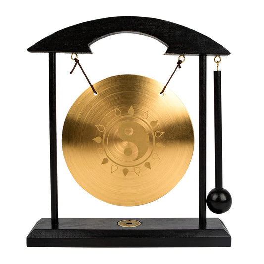 Zen Art Tabletop Brass Gong Yin Yang Water Fire Taiji Feng Shui Desk Decor (Taiji)