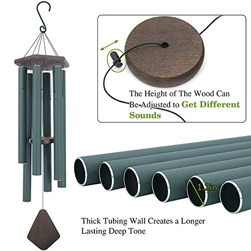 Large Wind Chimes for Outside 44 inch Green Deep Tone Garden Gift Outdoor (44" / Blue)