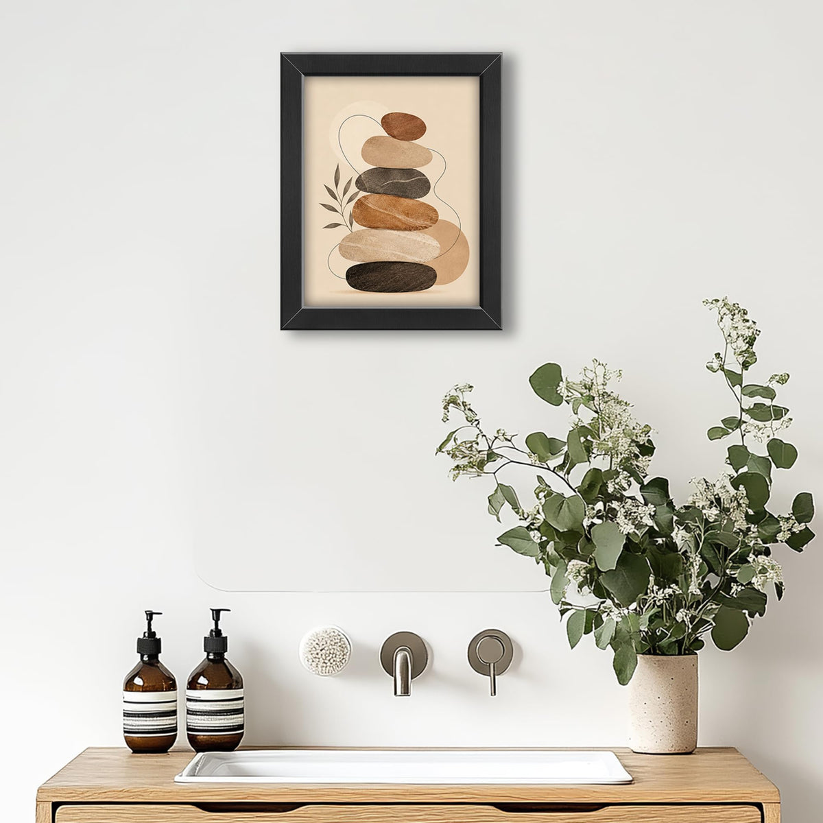 Funny Bathroom Decor Wall Art (Framed Bathroom Art 928 / 20"L x 16"W)