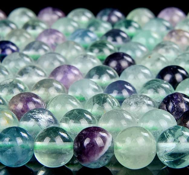 108 Pcs Rainbow Fluorite Beads for Jewelry Making 8 MM Fluorite Gemstones Loose Stone Beads (Rainbow Fluorite / 8MM, 108pcs)