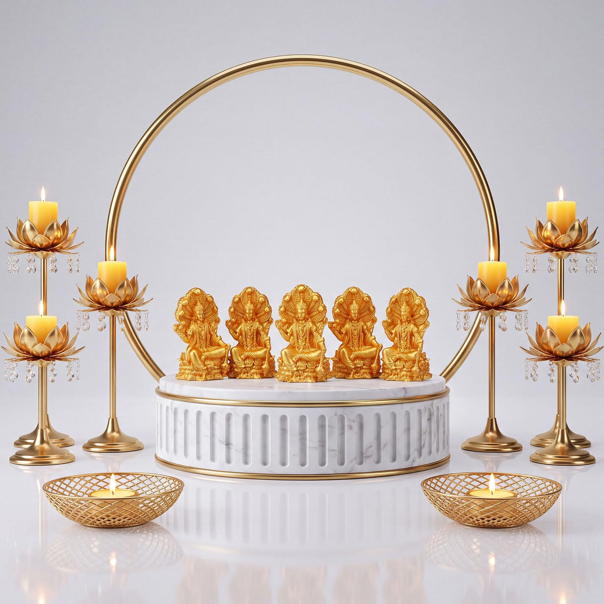 30 Pcs Mini Gold Vishnu Figurines Bulk (Vishnu)