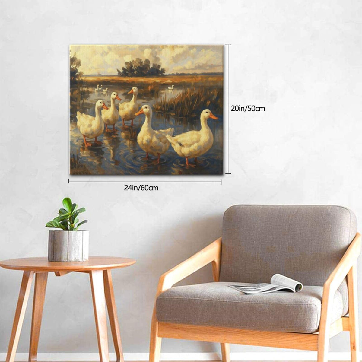 Farmhouse Duck Wall Art Country Feild Canvas Wall Decor Pictures Paintings Prints Artwork Framed Decorations For Bathroom Bedroom Living Room Office Gifts 24" x 20" (Duck / 24"L x 20"W)