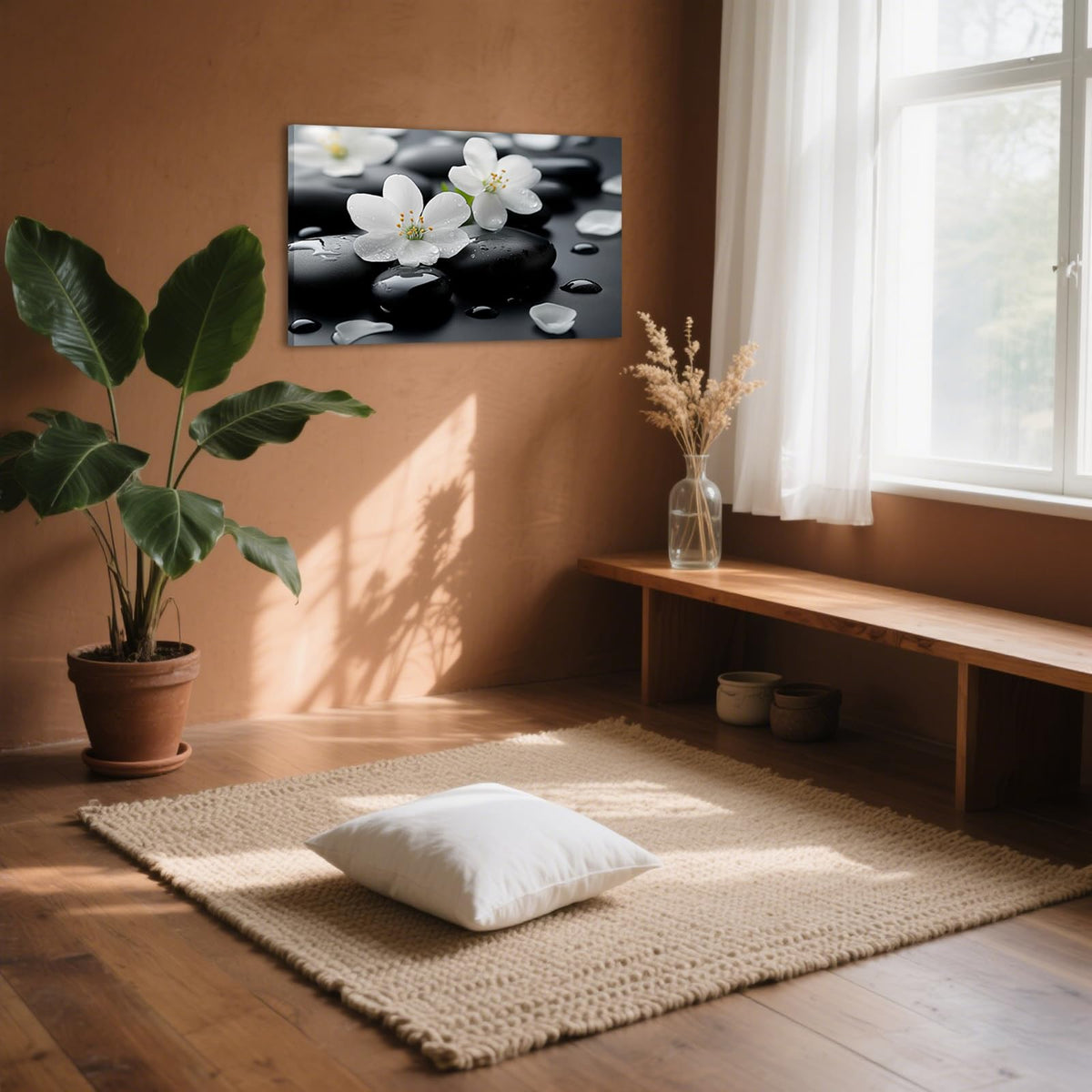 Zen White Cherry Blossom Canvas Wall Art (WE000050-4 / 24"L x 16"W)