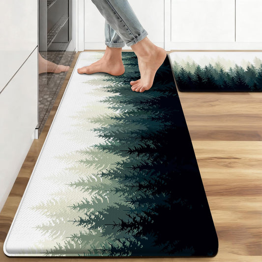 Anti Fatigue Natural Kitchen Rugs Set of 2 (Forest-green)