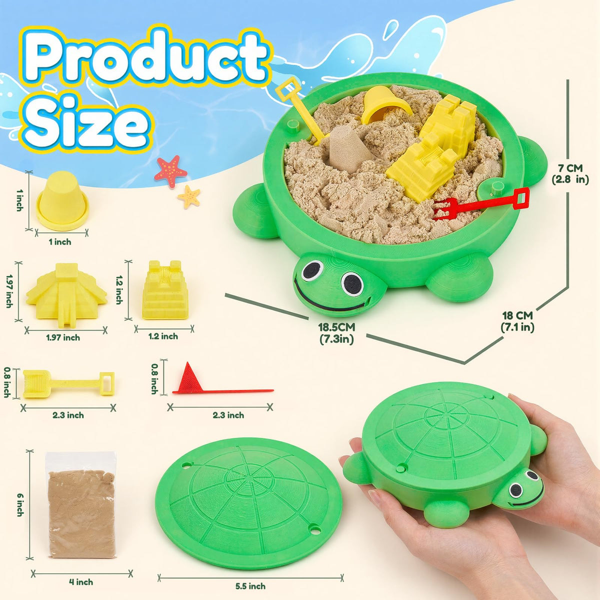 7.1 in Desktop Turtle Sandbox with Lid (Turtle)